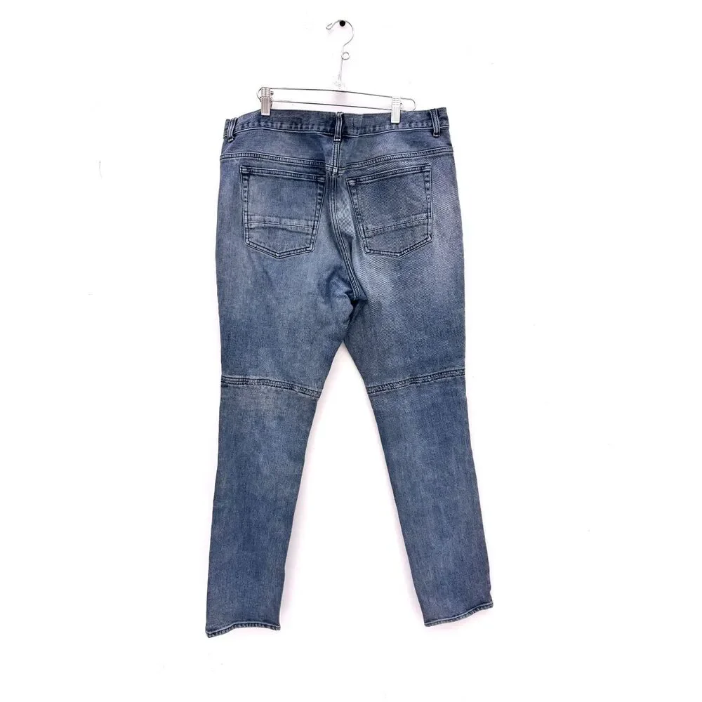 PacSun Stacked Skinny Moto Jeans Distressed Ribbed Knee 36x32